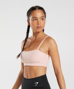 Gymshark Kadın Şort - Gymshark bandeau spor sutyeni puslu pembe kadınlar B26PXX215