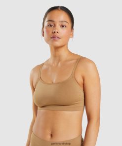 Gymshark Kadın Şort - Gymshark dikişsiz geniş yaka bralet altın açık kahverengi kadınlar B26PXX508