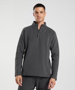 Gymshark Kadın Şort - Gymshark dinlenme günü 1/4 zip oniks grisi erkekler B26PXX862