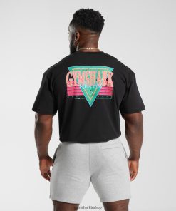Gymshark Kadın Şort - Gymshark retrowave büyük beden tişört siyah erkekler B26PXX589