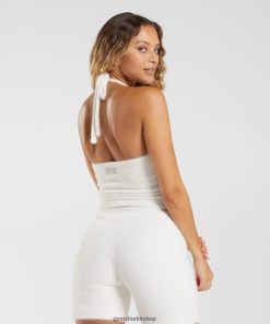 Gymshark Kadın Şort - Gymshark whitney kirpik örgü midi boyundan bağlamalı üst çatı penceresi beyaz kadınlar B26PXX423