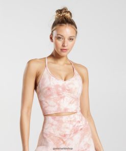 Gymshark Kadın Şort - Gymshark yüksek sprey boya uzun ipli spor sutyeni beyaz/buğulu pembe/skandi pembesi kadınlar B26PXX133