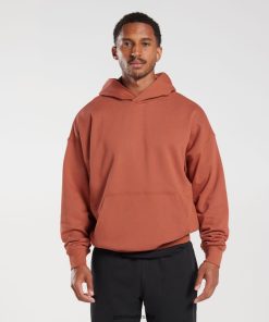 Gymshark Türkiye Mağazaları - Gymshark dinlenme gününün vazgeçilmezleri kapşonlu hurma kırmızısı erkekler B26PXX797