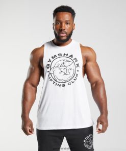 Gymshark Türkiye Mağazaları - Gymshark eski düşme kollu tank beyaz erkekler B26PXX935