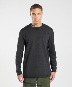 Gymshark Türkiye Mağazaları - Gymshark mürettebatı geri almak siyah kırçıllı erkekler B26PXX830