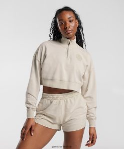 Gymshark Türkiye Mağazaları - Gymshark üniversite 1/4 zip mantar kahverengi kadınlar B26PXX380