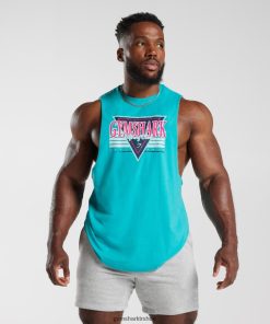 Gymshark Türkiye Mağazaları - Gymshark retrowave damla kollu tank ege mavisi erkekler B26PXX893
