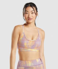 Gymshark Türkiye Mağazaları - Gymshark spor spor sutyeni turuncu baskı kadınlar B26PXX234