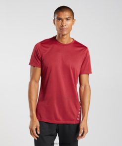 Gymshark Türkiye Mağazaları - Gymshark spor tişört salsa kırmızısı/siyah kırçıllı erkekler B26PXX725