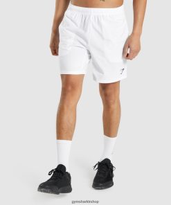 Gymshark Türkiye Mağazaları - Gymshark varış 7 şort beyaz erkekler B26PXX518