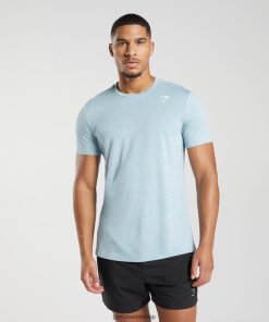 Gymshark Türkiye Mağazaları - Gymshark varış tişörtü buzdağı mavisi/buz mavisi kırçıllı erkekler B26PXX767