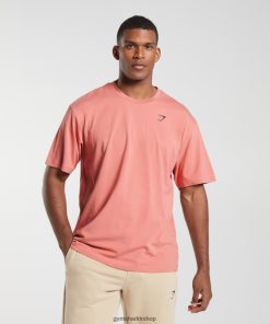 Gymshark Türkiye Mağazaları - Gymshark vazgeçilmez büyük beden tişört pişmiş toprak pembe erkekler B26PXX569