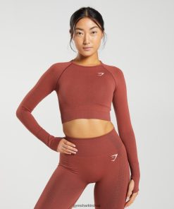 Gymshark Türkiye Mağazaları - Gymshark vital dikişsiz 2.0 kısa üst tuğla kırmızısı marn kadınlar B26PXX460