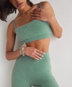 Gymshark Türkiye Mağazaları - Gymshark whitney kirpik örgü bandeau yaprak yeşili kadınlar B26PXX144