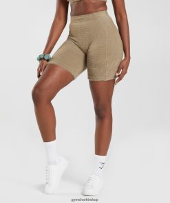 Gymshark Türkiye Mağazaları - Gymshark whitney kirpik örgü şort çimento kahverengi kadınlar B26PXX101