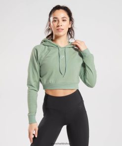 Gymshark Çorap - Gymshark antrenman kırpılmış kapüşonlu üst çöl adaçayı yeşili kadınlar B26PXX357