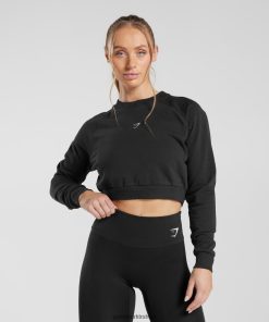 Gymshark Çorap - Gymshark antrenman kırpılmış kazak siyah kadınlar B26PXX351