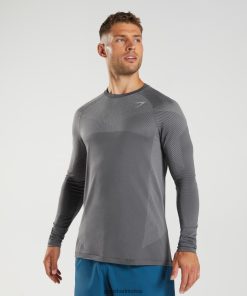 Gymshark Çorap - Gymshark apex dikişsiz uzun kollu tişört siluet grisi/dumanlı gri erkekler B26PXX630