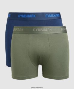 Gymshark Çorap - Gymshark boksörler 2pk çekirdek zeytin/lacivert erkekler B26PXX1047