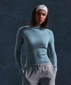 Gymshark Çorap - Gymshark duraklama triko uzun kollu üst kömürleşmiş mavi/uysal mavi kadınlar B26PXX446