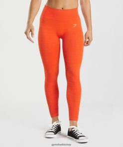 Gymshark Çorap - Gymshark kırçıllı dikişsiz taytlara uyum sağlayın biber kırmızısı/lezzetli turuncu kadınlar B26PXX311