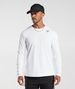 Gymshark Çorap - Gymshark kret uzun kollu tişört beyaz erkekler B26PXX585