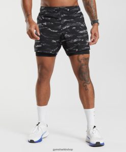 Gymshark Çorap - Gymshark spor 5 2'si 1 arada şort oniks grisi/siyah erkekler B26PXX522