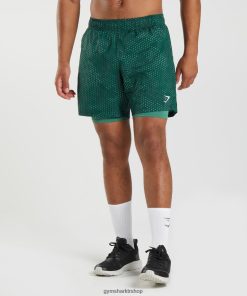 Gymshark Çorap - Gymshark spor 7 2'si 1 arada şort Hoya yeşili erkekler B26PXX564