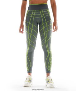 Gymshark Çorap - Gymshark wtflex lineer dikişsiz tayt kömür grisi/fluo yeşili/açık gri kadınlar B26PXX323